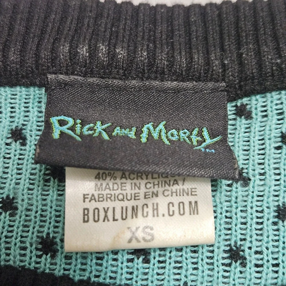 Rick and Morty Peace Among Worlds Ugly Christmas Sweater Adult XS Middle Finger‎